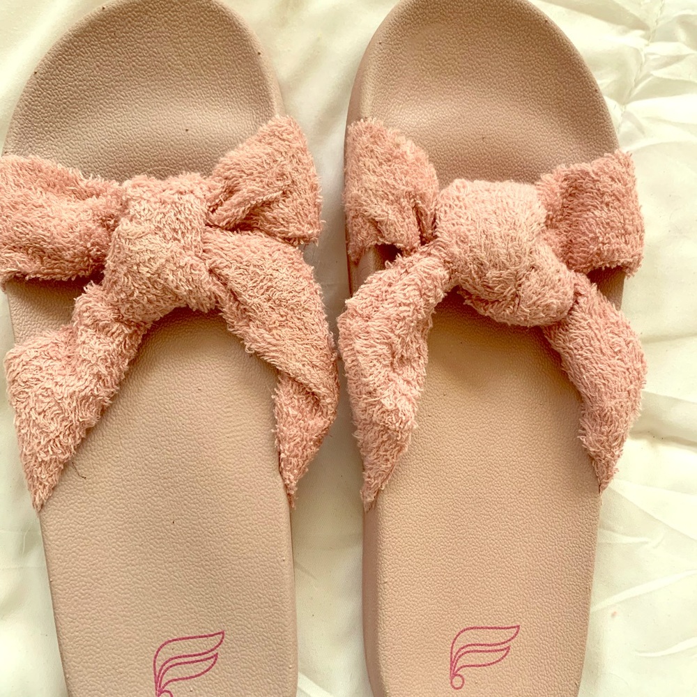 Rose gold fabletic slides